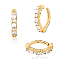 Chirurgenstahl 316L – Rook Segmentring Clicker oval mit eingefassten Zirkonia & PVD-Beschichtung 