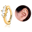 Chirurgenstahl 316L – Rook Segmentring Clicker oval mit eingefassten Zirkonia & PVD-Beschichtung 