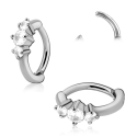 Chirurgenstahl 316L – Rook Segmentring Clicker oval mit eingefassten Zirkonia
