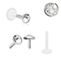Bioplast Labret mit Plug-in System & Titan G23-Aufsatz mit flachem Kristall