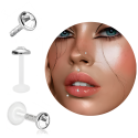 Bioplast Labret mit Plug-in System & Titan G23-Aufsatz mit flachem Kristall