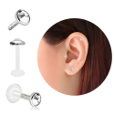 Bioplast Labret mit Plug-in System & Titan G23-Aufsatz mit flachem Kristall