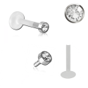 Bioplast Labret mit Plug-in-System & Titan-G23-Aufsatz mit flachem Kristall
