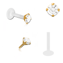 Bioplast - Micro Labret mit Plug-in-System & Chirurgenstahl -Aufsatz mit Zirkonia & PVD-Beschichtung 