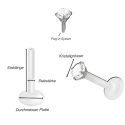 Bioplast - Micro-Labret mit Plug-in-System & Chirurgenstahl -Aufsatz mit Zirkonia 