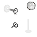 Bioplast – Micro Labret mit Plug-in-System & Chirurgenstahl-Aufsatz mit Kristall & PVD-Beschichtung 