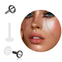 Bioplast – Micro Labret mit Plug-in-System & Chirurgenstahl-Aufsatz mit Kristall & PVD-Beschichtung 