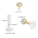 Bioplast – Micro Labret mit Plug-in-System & Chirurgenstahl-Aufsatz mit Kristall und PVD-Beschichtung 