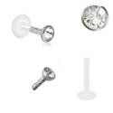 Bioplast – Micro Labret mit Plug-in-System & Chirurgenstahl -Aufsatz mit Kristall