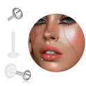 Bioplast – Micro Labret mit Plug-in-System & Chirurgenstahl -Aufsatz mit Kristall