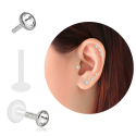 Bioplast – Micro Labret mit Plug-in-System & Chirurgenstahl -Aufsatz mit Kristall