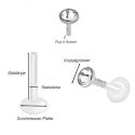 Bioplast – Micro Labret mit Plug-in-System & Chirurgenstahl -Aufsatz mit Kristall
