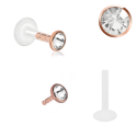 Bioplast – Micro Labret mit Plug-in-System & Chirurgenstahl-Aufsatz mit Kristall & PVD-Beschichtung 