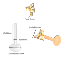Bioplast - Micro Labret mit Plug-in-System & Chirurgenstahl -Aufsatz mit Zirkonia & PVD-Beschichtung 