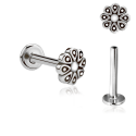 Chirurgenstahl 316L – Micro-Labret mit Innengewinde & Blumen-Motiv
