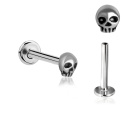 Chirurgenstahl 316L – Micro-Labret mit Innengewinde & Totenkopf-Motiv