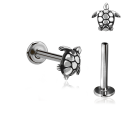 Chirurgenstahl 316L – Micro-Labret mit Innengewinde & Schildkröten-Motiv