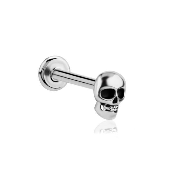 Chirurgenstahl 316L – Micro-Labret mit Innengewinde & Totenkopf-Motiv