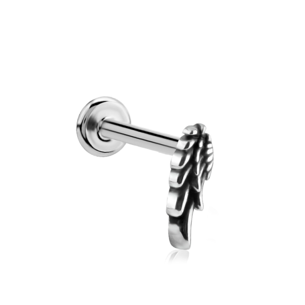 Chirurgenstahl 316L – Micro Labret mit Innengewinde & Flügel-Motiv