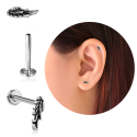Chirurgenstahl 316L – Micro Labret mit Innengewinde & Flügel-Motiv