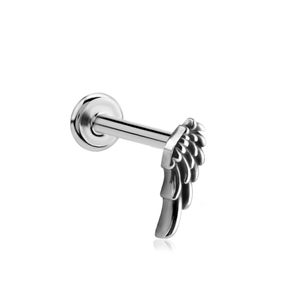 Chirurgenstahl 316L – Micro Labret mit Innengewinde & Flügel-Motiv