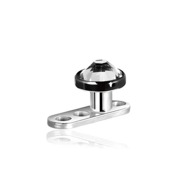Titan G23 – Dermal Anchor mit 3 Löchern mit Premium-Kristall-Disc & PVD-Beschichtung